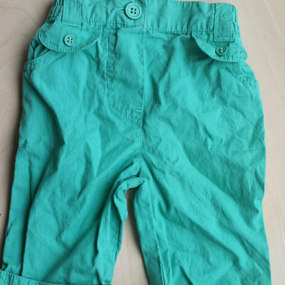 Kelly green cotton button up pants